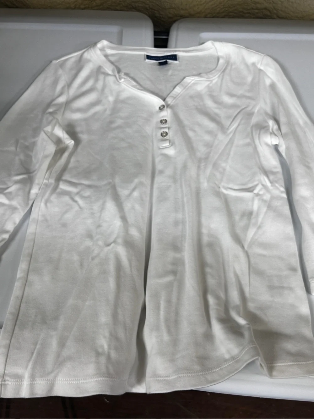 Karen Scott White Henley Top